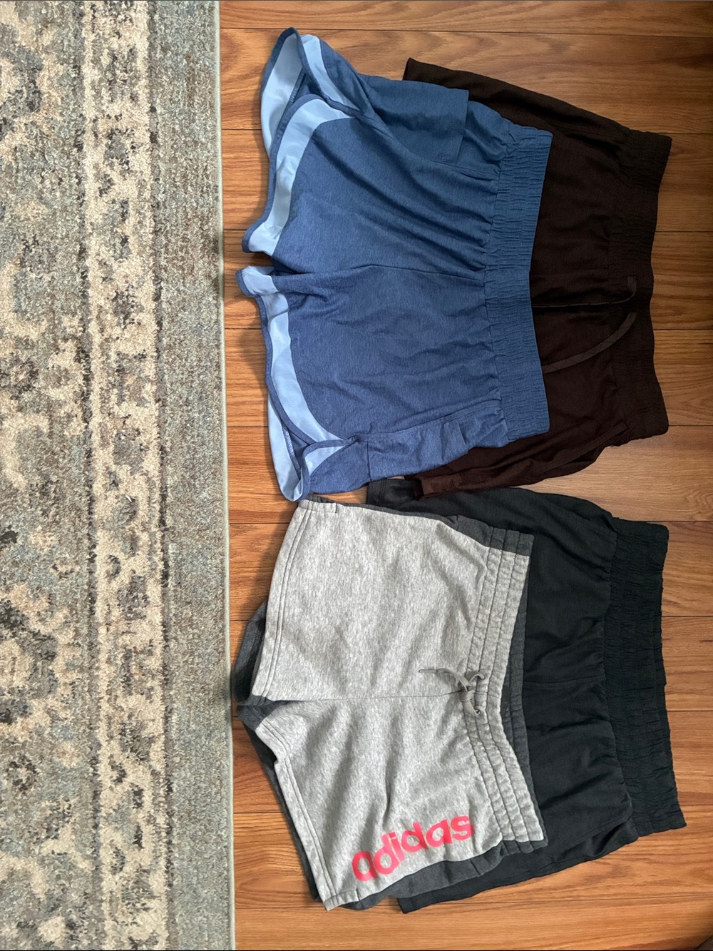 Women’s 1 Adidas Grey, 2 We Wander Brand Athletic Shorts, 1 Grey Athletic Work